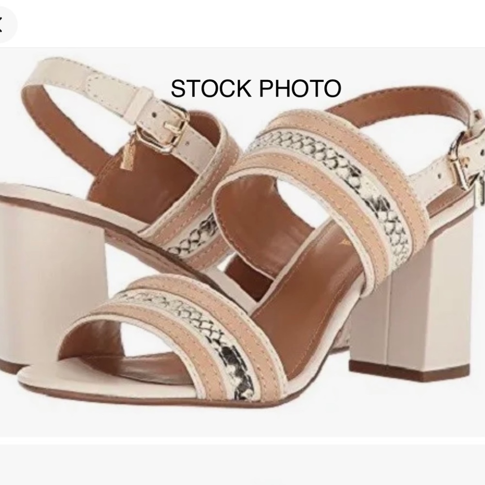 Coach Princeton Block-heel Matte Calf / Snake Sandals In Chalk, 9M w/BOX! EUC!